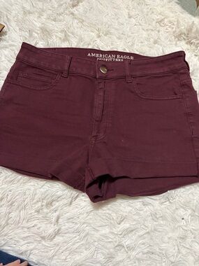 American Eagle Outfitters Women's Burgundy Stretch Denim Shorts